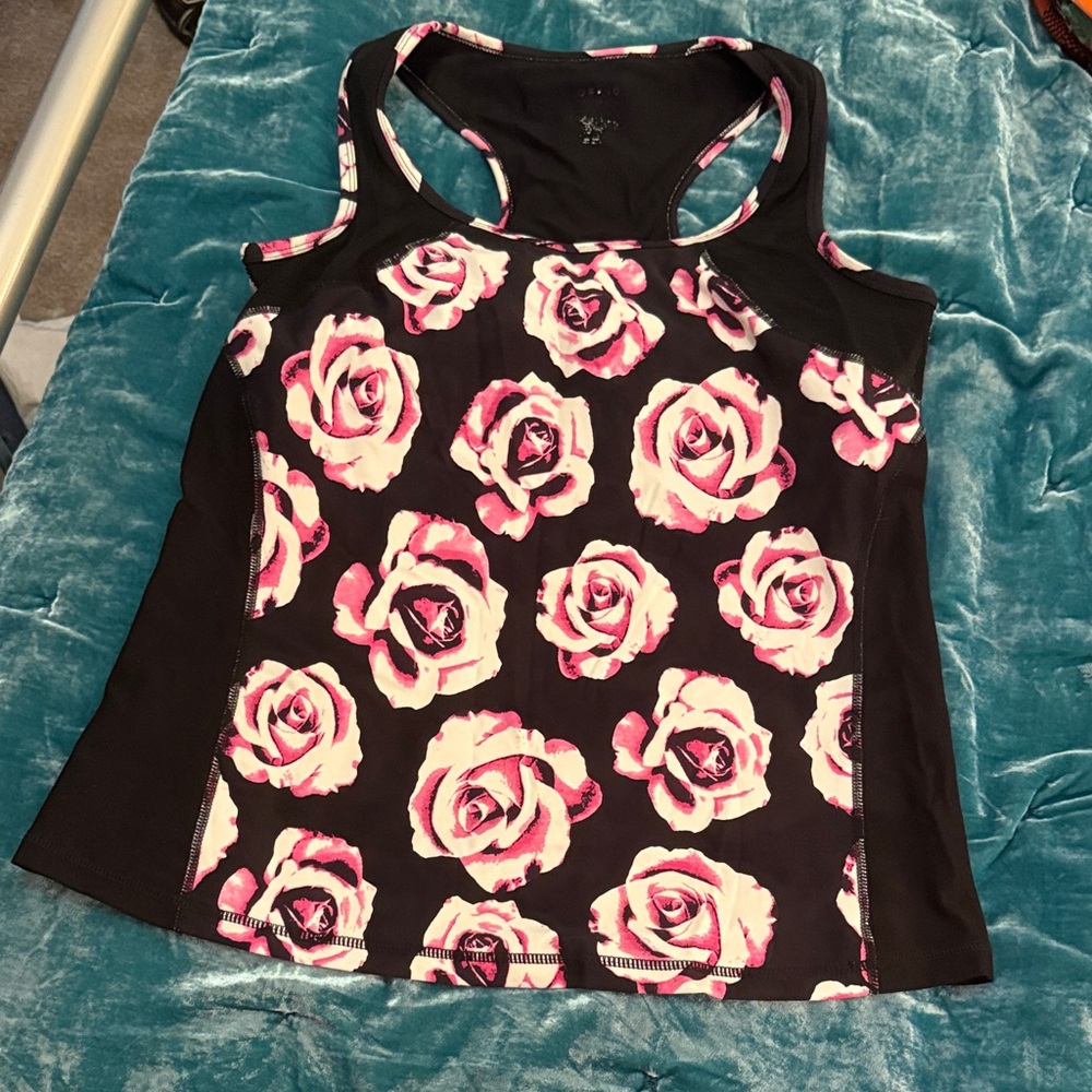 Torrid Women’s Black Floral Racerback Athletic Tank Top 1X